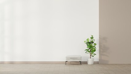 3d render simple interior with empty wall