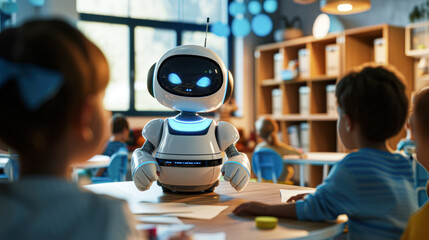 Educational Robot Interacting with Children in Classroom.