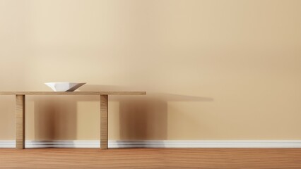 Interior 3d render with empty wall and simple style
