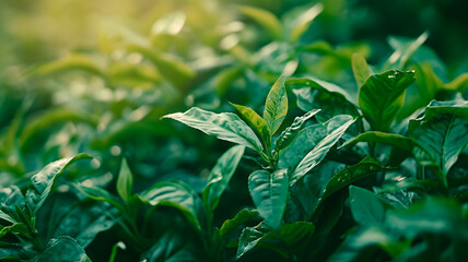 Embark on a Tranquil Journey: Immerse Yourself in the Delight of Savoring Freshly Harvested and Lovingly Crafted Organic Green Herb Leaves Tea Elixir. Generative AI