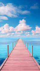 Fototapeta premium Ocean Views, Blue sky, Symmetry, Wanderlust, Pier, Solo traveler