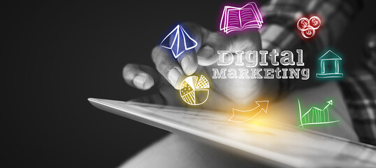 Digital Marketing, link building and online branding background