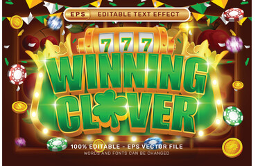 winning clover 3d text effect and editable text effect whit spin and st patrick's day element