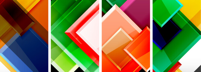 Color glass glossy square composition poster set for wallpaper, business card, cover, poster, banner, brochure, header, website