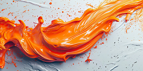Fiery orange splatters on a smooth ceramic base, forming a bold and dynamic display of energetic strokes with a glossy finish