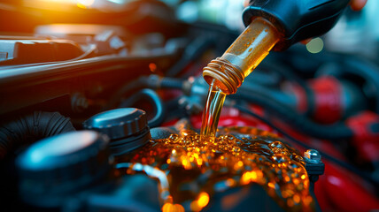 Providing high quality oil for your vehicle's engine and ensuring proper transmission and gearbox care. Generative AI - obrazy, fototapety, plakaty