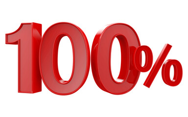 100 percent off discount number red 3d render