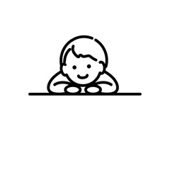 考え事をする男の子のイラスト