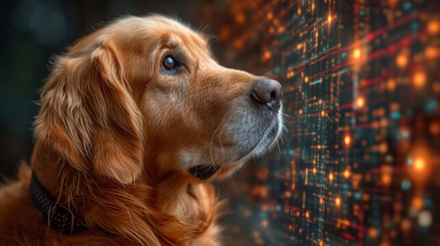 見上げる犬のポートレート,Generative AI AI画像