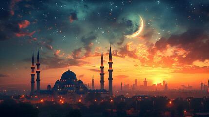 Beautyful mosque in Ramadan - obrazy, fototapety, plakaty