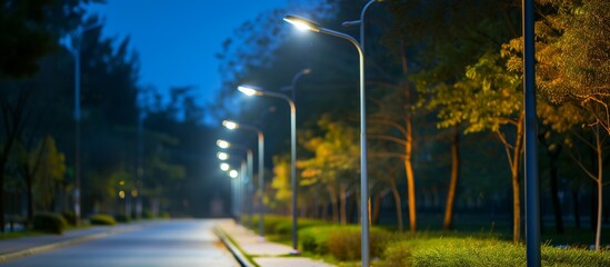 Renewable energy illuminates park streetlights.