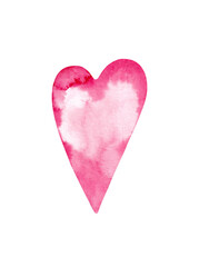 Illustration of a hand drawn watercolor pink heart