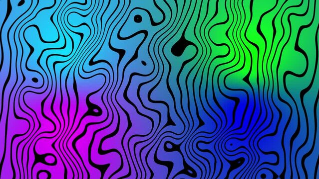Abstract colorful wavy lines pattern with a gradient from purple to blue and green animated.