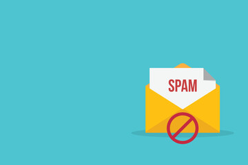 Fototapeta na wymiar Spamming mailbox icon. Email hacking and spam warning symbol. EPS10 Vector Illustration. 