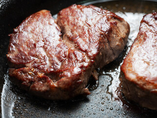 grilled steak on a grill