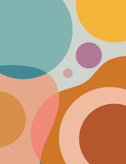  Foliage line art drawing with abstract shape background.