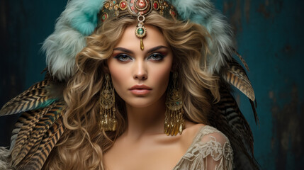 Envision a chic owl in a feathered cape, accessorized with a bejeweled crown and opal earrings.