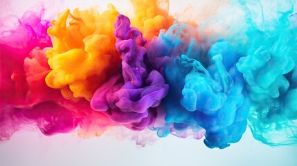 Obraz premium Color drops in water, abstract color mix, colored background, art, ink color mix paint falling on water
