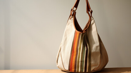 "Earth and Sky" is a colorful striped tote handbag handmade from 100% cotton.