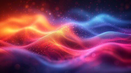 3D abstract digital wave with particles. Futuristic vector illustration. - Generative AI