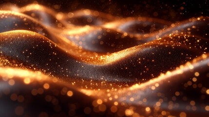 Naklejka premium Abstract golden background with particles. 3d rendering, 3d illustration. - Generative AI