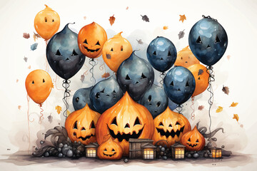 vector design illustration of halloween pumpkin dodle character