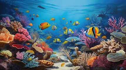 view of the underwater world, clear sea
