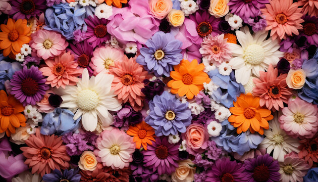 Background of colorful real flowers Natural wallpaper