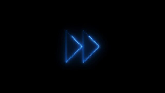 Neon light Play button animation on black background. Neon Music play button icon animated.