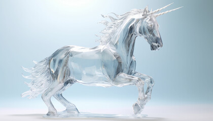 Obraz na płótnie Canvas Unicorn white ice sculpture modern art