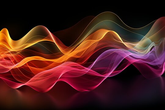 background Dynamic particles sound wave flowing over dark