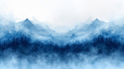 Foggy mountains landscape background. illustration. Eps 10. - Generative AI
