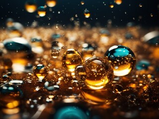 Oil bubbles background 3d rendered. Generative AI