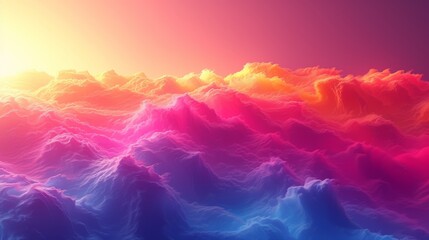 3d render of abstract background with red and blue layers of clouds - Generative AI