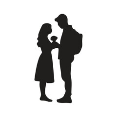 Silhouettes of Romantic Loving Couples