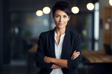 Illustration of a fashion portrait, Business woman,  AI Generated