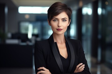 Fototapeta premium Illustration of a fashion portrait, Business woman, AI Generated