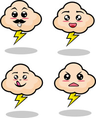 Set of vintage groovy characters and elements for poster of sticker design.