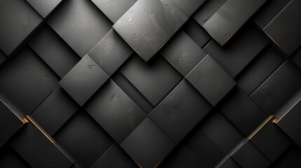 Black and gold geometric background. 3d rendering. Computer digital drawing. - Generative AI