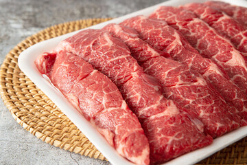Sliced raw meat