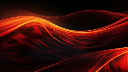 abstract wave effect lighting. Blurred red orange color wave design.Black background
