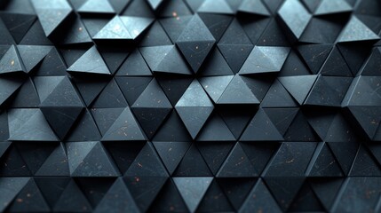 Abstract background of black polygonal triangles. 3d render illustration - Generative AI