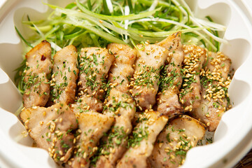 Samgyeopsal, fresh raw pork belly 