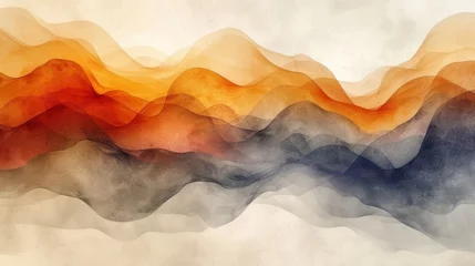 Fototapeten textured old paper background with watercolor painted wavy lines illustration - Generative AI © AlexandraRooss