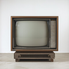 Old brown color  Tv in a white studio