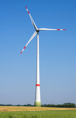 Modern wind turbine seen in rural Germany - 726194148