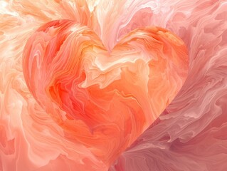 Beautiful abstract Peach Fuzz color concept art with heart shape in the center, stylish background wallpaper