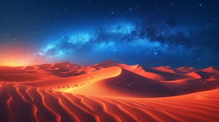 Fototapeten Desert landscape with stars and milky way. 3d rendering - Generative AI © AlexandraRooss