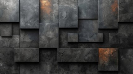 abstract background of black stone wall texture. 3d render illustration - Generative AI
