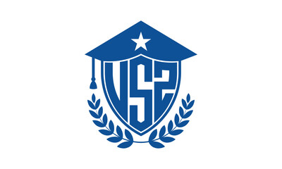 USZ three letter iconic academic logo design vector template. monogram, abstract, school, college, university, graduation cap symbol logo, shield, model, institute, educational, coaching canter, tech